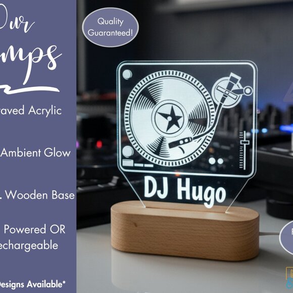 DJ Night Light – Personalized LED Lamp for Music Room - Picture 3 of 8